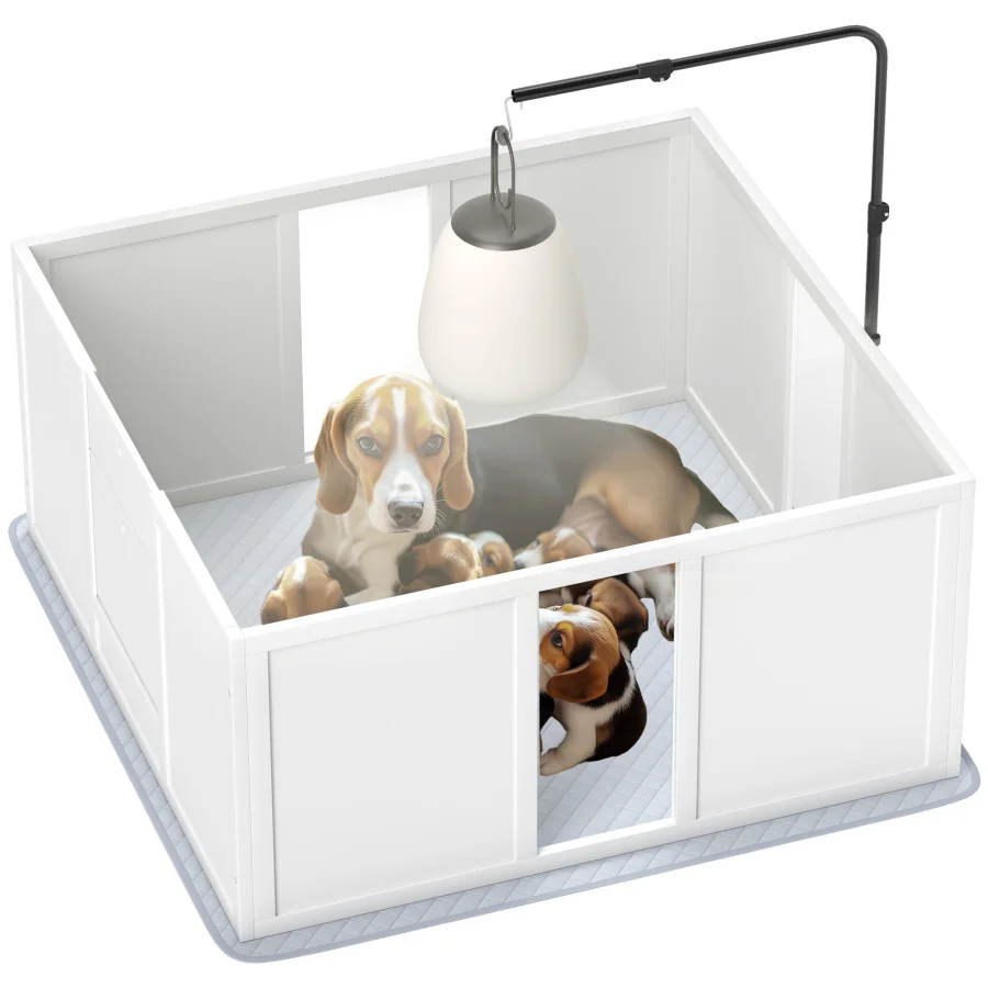 PawHut Whelping Box for Dogs Newborn Puppy Supplies with Retractable Light Stand Waterproof Pee Pad Adjustable Height Door for
PawHut Whelping Box for Dogs Newborn Puppy Supplies with Retractable Light Stand Waterproof Pee Pad Adjustable Height Door for