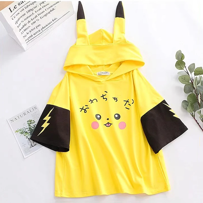 Anime Pokemon Pikachu Cosplay Summer Printed Cotton T-shirt for Men Women Boy Girl Fashion Anime Cartoon Cute Hooded T-shirts
Anime Pokemon Pikachu Cosplay Summer Printed Cotton T-shirt for Men Women Boy Girl Fashion Anime Cartoon Cute Hooded T-shirts