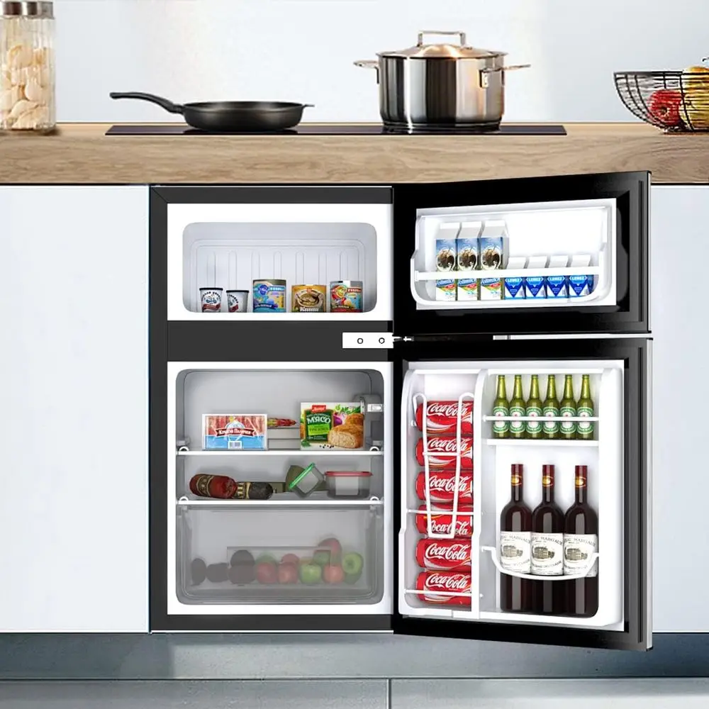 2-Door Mini Refrigerator with Reversible Door, Removable Glass Shelves, Mechanical Control for Small Spaces, Dorms, or Offices (
2-Door Mini Refrigerator with Reversible Door, Removable Glass Shelves, Mechanical Control for Small Spaces, Dorms, or Offices (
