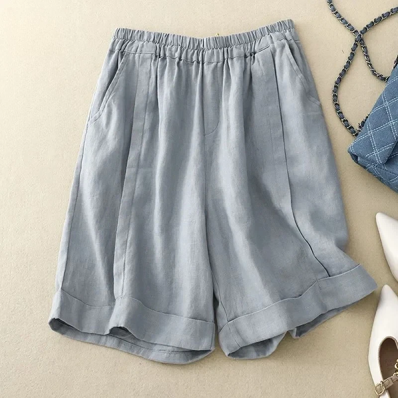Women's Light Gray Linen Blend Wide Leg Shorts Elastic Waist Rolled Hem Casual Summer Shorts
Women's Light Gray Linen Blend Wide Leg Shorts Elastic Waist Rolled Hem Casual Summer Shorts