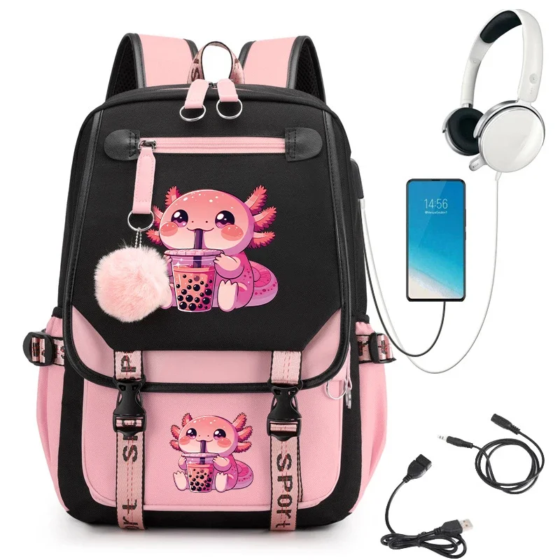 Школьный портфель с Usb-зарядкой, милая Axolotl с котенком, с принтом пузырьковый чай, Boba Axolotl, рюкзак для школы, сумки с аниме, милый книжный мешок
Школьный портфель с Usb-зарядкой, милая Axolotl с котенком, с принтом пузырьковый чай, Boba Axolotl, рюкзак для школы, сумки с аниме, милый книжный мешок
