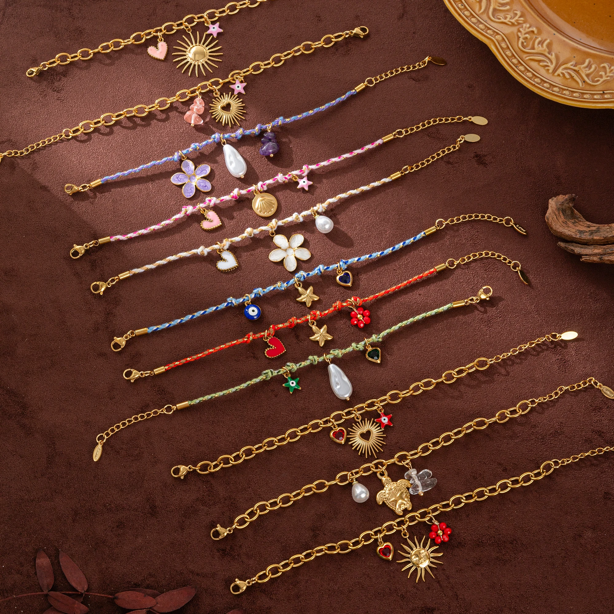 New handmade colorful braided bracelet with ins multiple pendants, summer high-end feel, gold-plated color preservation
New handmade colorful braided bracelet with ins multiple pendants, summer high-end feel, gold-plated color preservation
