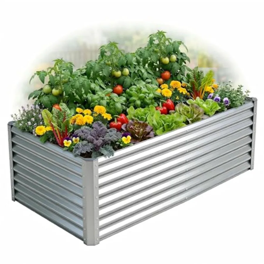 Galvanized Raised Garden Bed Kit Outdoor Patio 6x3x2ft Large Rectangular Metal Planter Boxes Deep Root Box Planter for Gardenin
Galvanized Raised Garden Bed Kit Outdoor Patio 6x3x2ft Large Rectangular Metal Planter Boxes Deep Root Box Planter for Gardenin