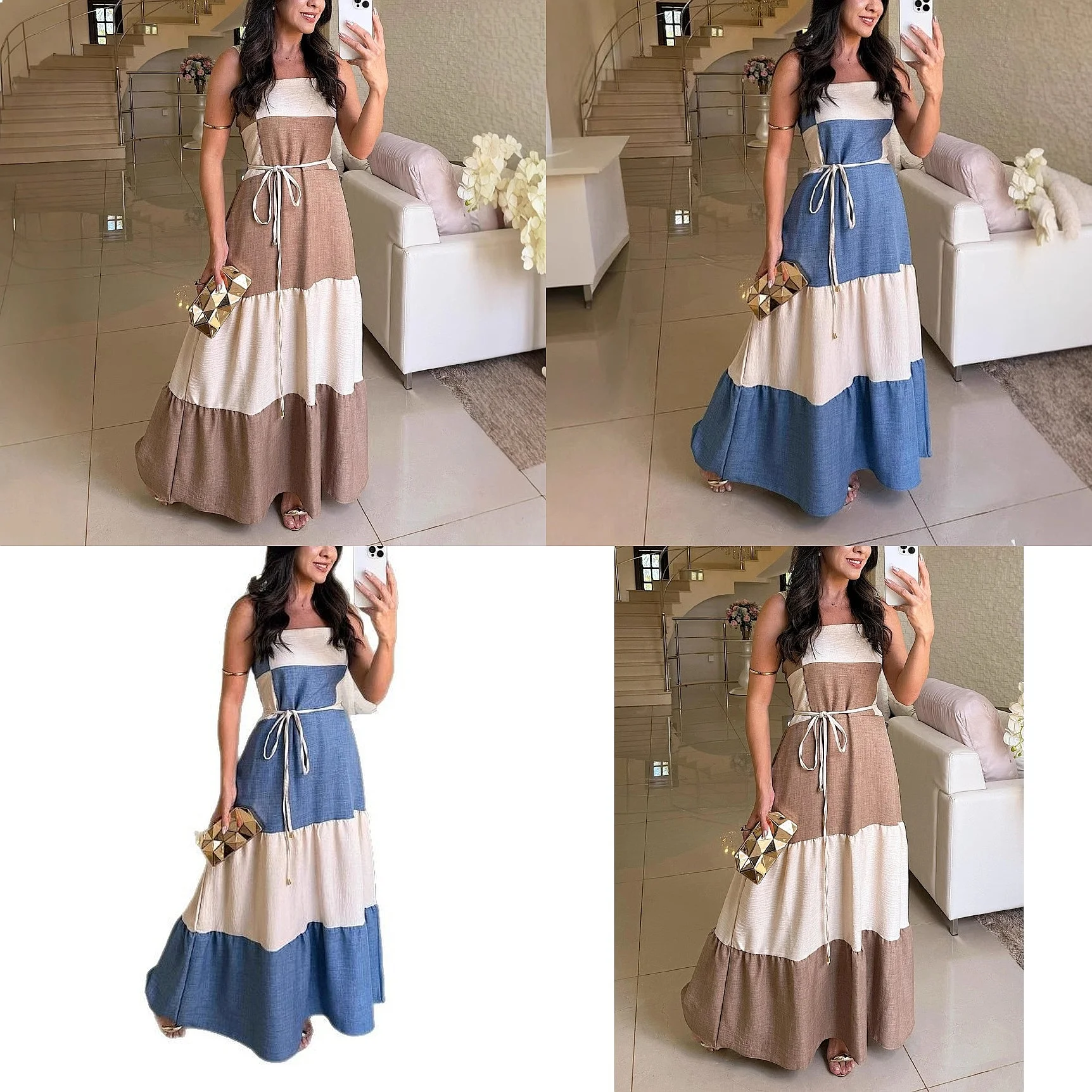 Fashion Contrast Color Spliced Dress Summer Spring Casual Long Dress Dresses Sleeveless Overall Jumpsuit Playsuit
Fashion Contrast Color Spliced Dress Summer Spring Casual Long Dress Dresses Sleeveless Overall Jumpsuit Playsuit