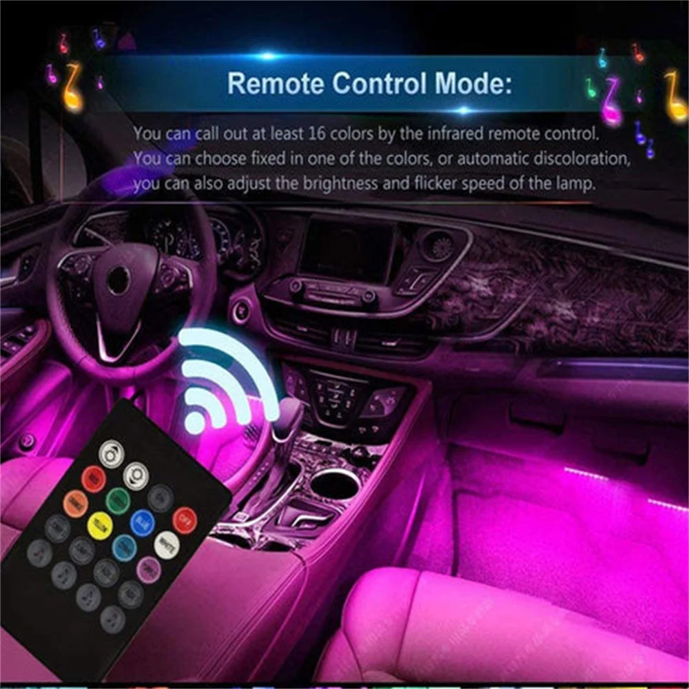 Wireless Charging LED Ambient Light 7 Color RGB Universal Car Led Strip Lights Interior Light Bar Remote Control Atmosphere Lamp
Wireless Charging LED Ambient Light 7 Color RGB Universal Car Led Strip Lights Interior Light Bar Remote Control Atmosphere Lamp