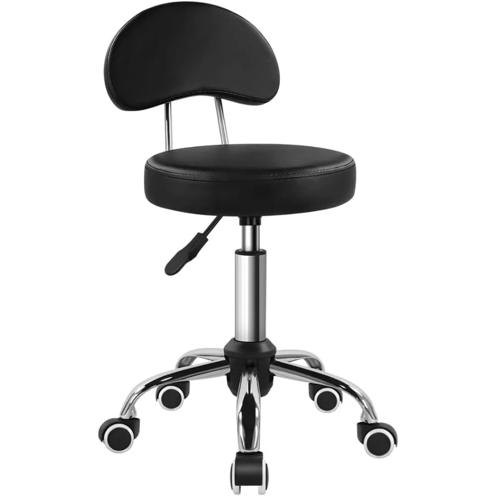 Height Adjustable Rolling Stool with Mid Back PU Leather Swivel Chair on Wheels for Office Home Drafting Black
Height Adjustable Rolling Stool with Mid Back PU Leather Swivel Chair on Wheels for Office Home Drafting Black