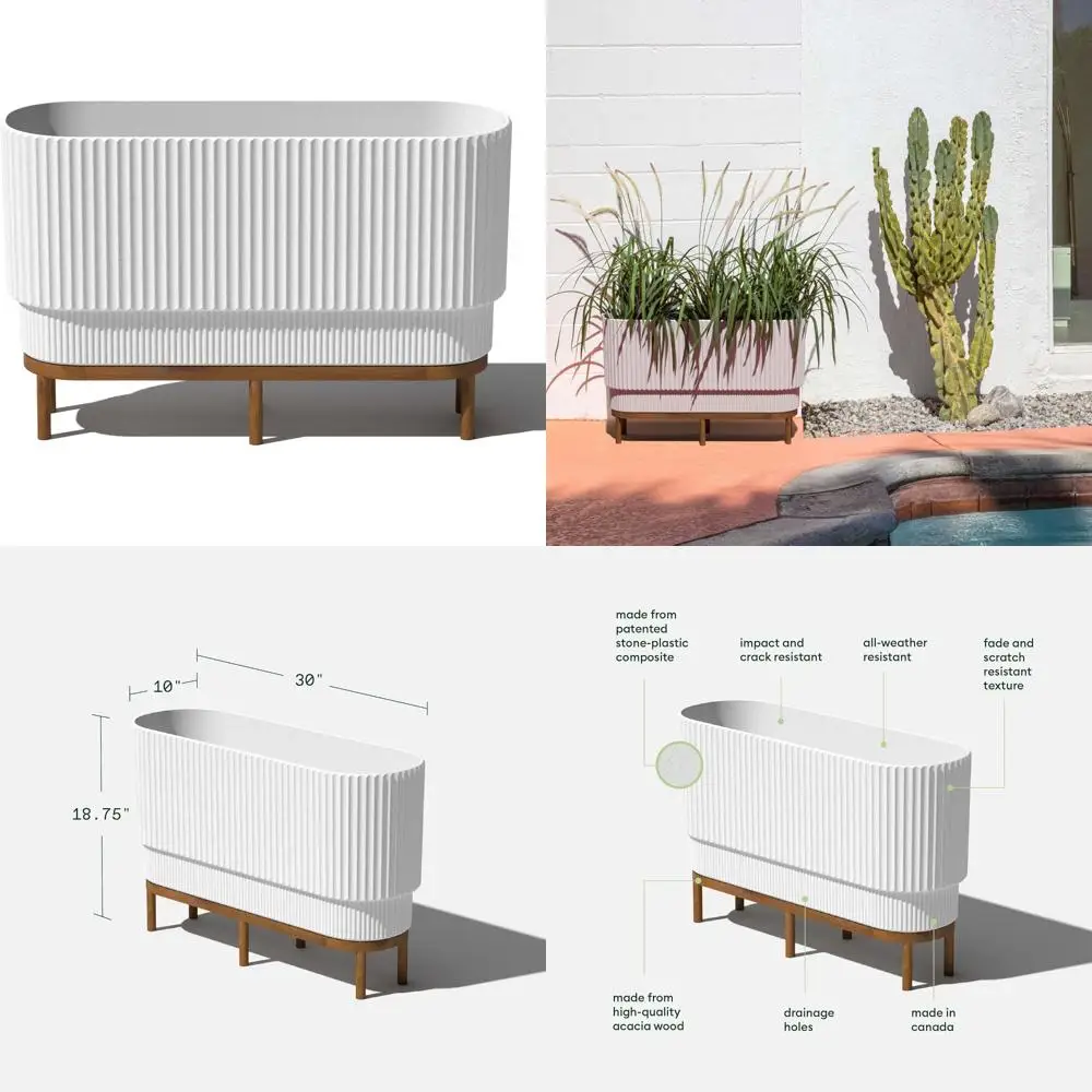Raised Long Planter Series - Plastic and Stone Material with Wooden Stand for Indoor and Outdoor Modern Patio Decoration
Raised Long Planter Series - Plastic and Stone Material with Wooden Stand for Indoor and Outdoor Modern Patio Decoration