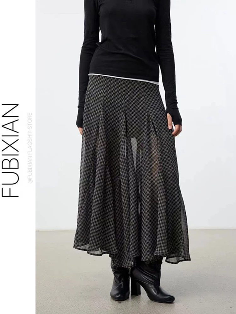 Retro Korean Style Midi Skirt Plaid Chiffon Gentle Wind Long Skirt High Waist Design Spring Summer New Arrival for Ladies
Retro Korean Style Midi Skirt Plaid Chiffon Gentle Wind Long Skirt High Waist Design Spring Summer New Arrival for Ladies