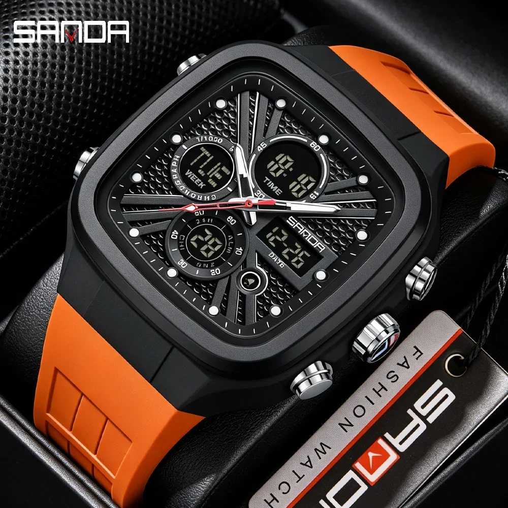 SANDA Fashion Men Watches Square Sport Watches Digital Dual Time Watches 50m Waterproof Electronic Men's Wrist Watches
SANDA Fashion Men Watches Square Sport Watches Digital Dual Time Watches 50m Waterproof Electronic Men's Wrist Watches