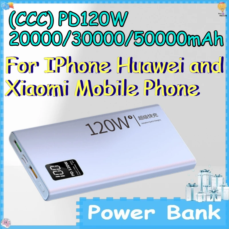 (CCC) PD120W 20000/30000/50000mAh Power Bank for IPhone Huawei and Xiaomi Mobile Phones High Capacity Powerbank
(CCC) PD120W 20000/30000/50000mAh Power Bank for IPhone Huawei and Xiaomi Mobile Phones High Capacity Powerbank