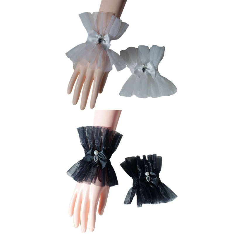 Removable Shirt Pleated Decorative Cuffs with Rhinestone Bowknot Decors Pleated Wristband Woman Clothing Accessories
Removable Shirt Pleated Decorative Cuffs with Rhinestone Bowknot Decors Pleated Wristband Woman Clothing Accessories