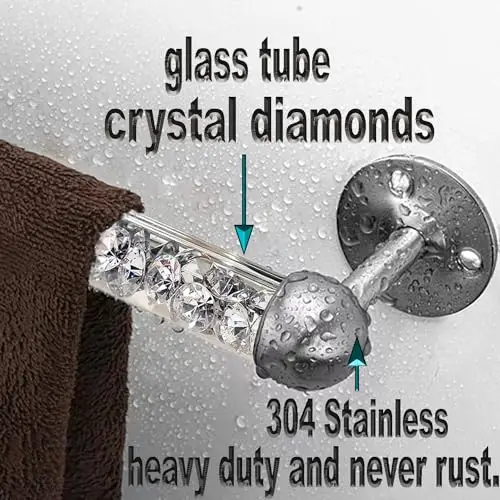 21 Inch Glass Tube Towel Bar With Crystal Diamonds 304 Stainless Steel Wall Mounted Bathroom Rack Set
21 Inch Glass Tube Towel Bar With Crystal Diamonds 304 Stainless Steel Wall Mounted Bathroom Rack Set