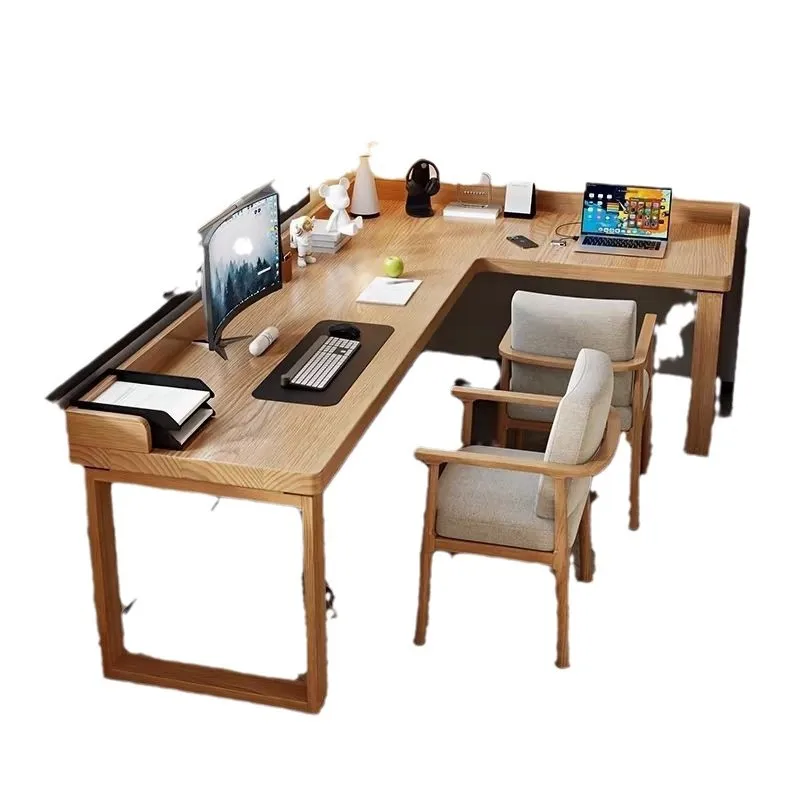 Solid wood double corner desk, household high-value bedroom L-shaped computer desk, bay window double study table
Solid wood double corner desk, household high-value bedroom L-shaped computer desk, bay window double study table