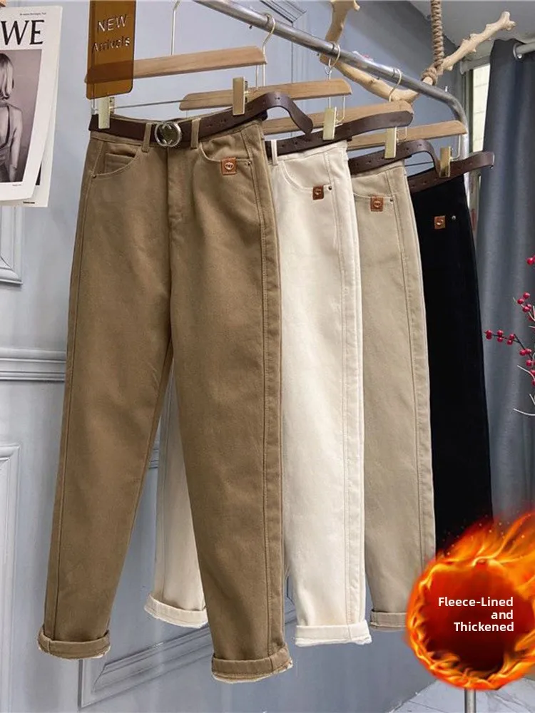 Thickened Fleece Casual Jeans High Waist Dad Pants Straight Leg Slimming Ageless plus Size Korean Style Commute Wind
Thickened Fleece Casual Jeans High Waist Dad Pants Straight Leg Slimming Ageless plus Size Korean Style Commute Wind