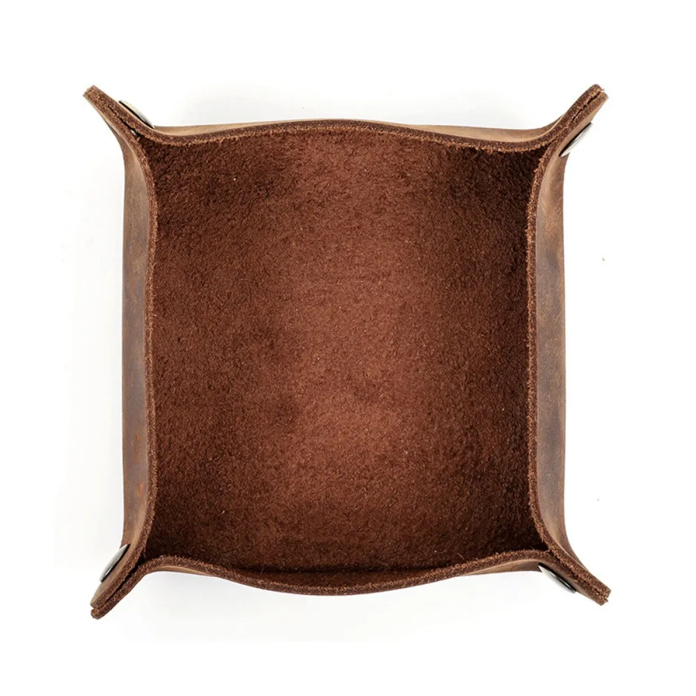 Portable Genuine Leather Snap Valet Tray Foldable Snap Closure Desk Organizer Versatile Desktop Storage Tray Coin Organizer
Portable Genuine Leather Snap Valet Tray Foldable Snap Closure Desk Organizer Versatile Desktop Storage Tray Coin Organizer