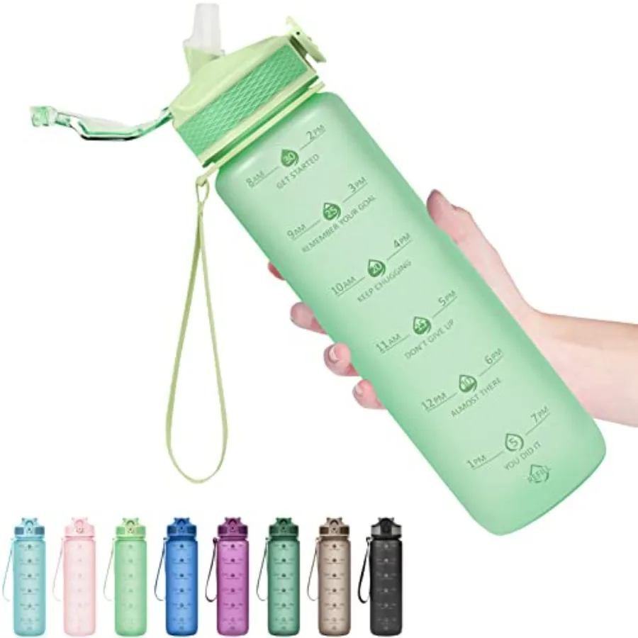 32oz Water Bottles with Straw - Stay Motivated and Hydrated with Convenient Times to Drink Markings, Durable, Leak-proof
32oz Water Bottles with Straw - Stay Motivated and Hydrated with Convenient Times to Drink Markings, Durable, Leak-proof