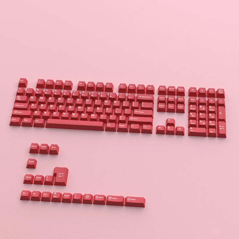Fiery red keycap PBT material is engraved small, full set of 126 keys, original height two-color
Fiery red keycap PBT material is engraved small, full set of 126 keys, original height two-color