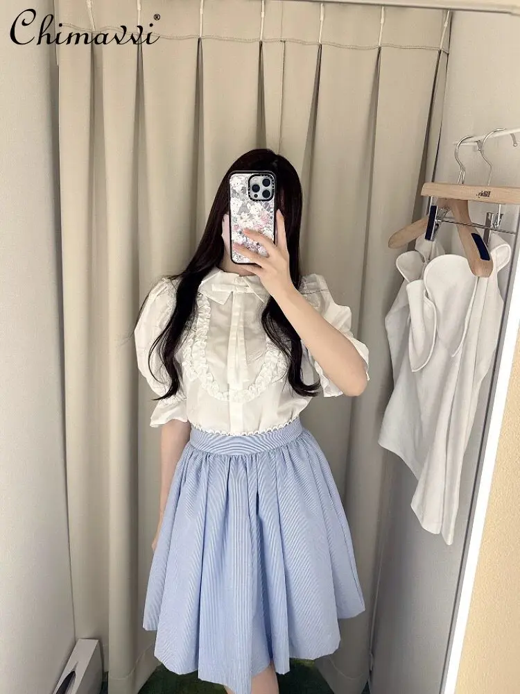 Japanese Style Sweet Blue Striped Skirt Women Spring and Summer High Waist Slim-fit Princess Casual Simple Short Skirts
Japanese Style Sweet Blue Striped Skirt Women Spring and Summer High Waist Slim-fit Princess Casual Simple Short Skirts