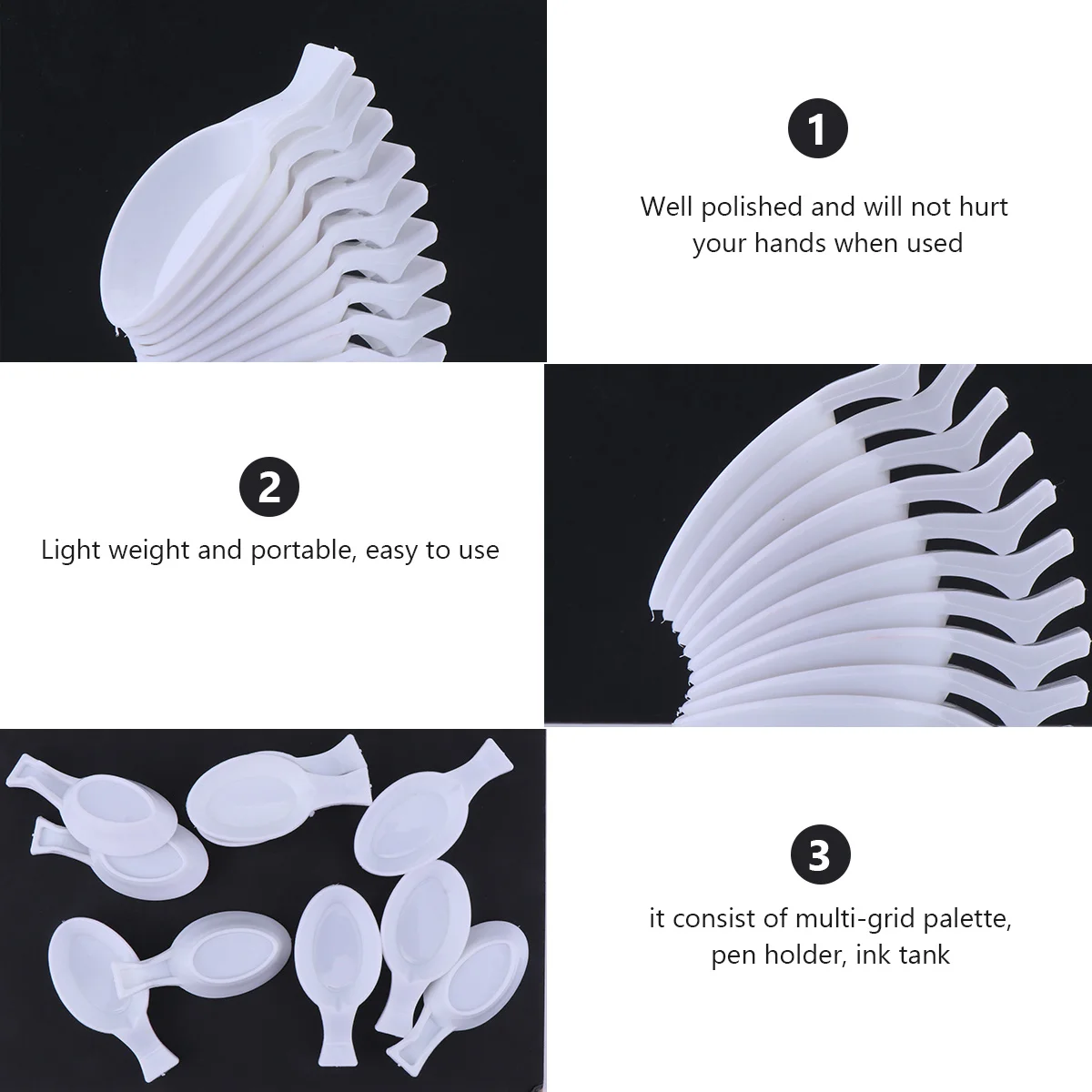 10Pcs Ink Plate Calligraphy Brush Pen Holder Durable Plastic Ink Grinding Palette Multi Grid Color Mixer Calligraphy Supplies
10Pcs Ink Plate Calligraphy Brush Pen Holder Durable Plastic Ink Grinding Palette Multi Grid Color Mixer Calligraphy Supplies