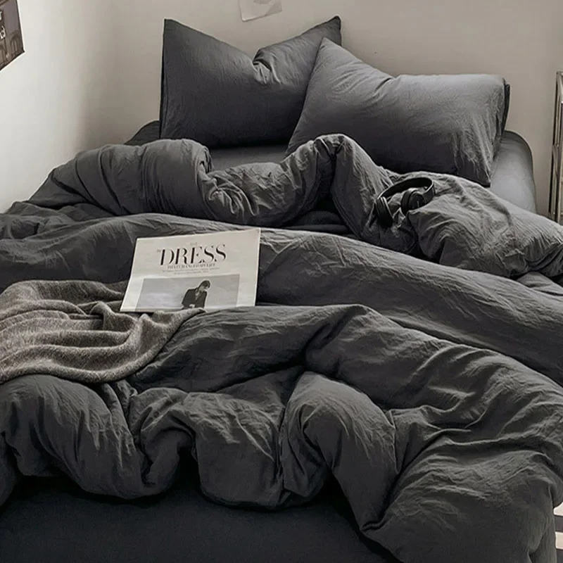 Solid Sleep Naked Washed Cotton Fabric 4Pcs Bedclothes Light Bed Sheet Duvet Cover with Zipper Soft Snug Bed Liner for Adults
Solid Sleep Naked Washed Cotton Fabric 4Pcs Bedclothes Light Bed Sheet Duvet Cover with Zipper Soft Snug Bed Liner for Adults
