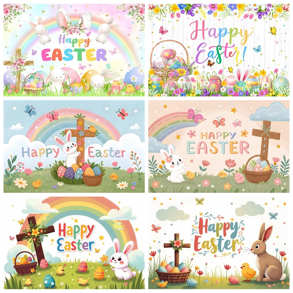 Spring Easter Background for Photography Cute Cartoon Bunny Egg Flower Rabbit Rainbow Green Grass Cross Baby Photoshoot Backdrop
Spring Easter Background for Photography Cute Cartoon Bunny Egg Flower Rabbit Rainbow Green Grass Cross Baby Photoshoot Backdrop