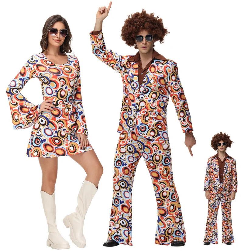Adult Couples Disco Party Halloween Hippie Costumes Women Male 70s 80s Rock Disco Cosplay Outfits Dance Fantasia Costume
Adult Couples Disco Party Halloween Hippie Costumes Women Male 70s 80s Rock Disco Cosplay Outfits Dance Fantasia Costume