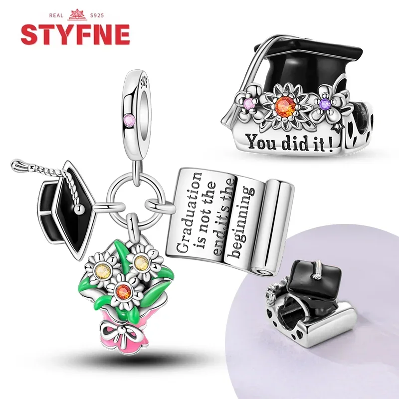 925 Silver Graduation Season Bachelor Hat Charms Flower Sunflower Beads Fit Original Bracelets Jewelry Diy for Women Fine Gift
925 Silver Graduation Season Bachelor Hat Charms Flower Sunflower Beads Fit Original Bracelets Jewelry Diy for Women Fine Gift