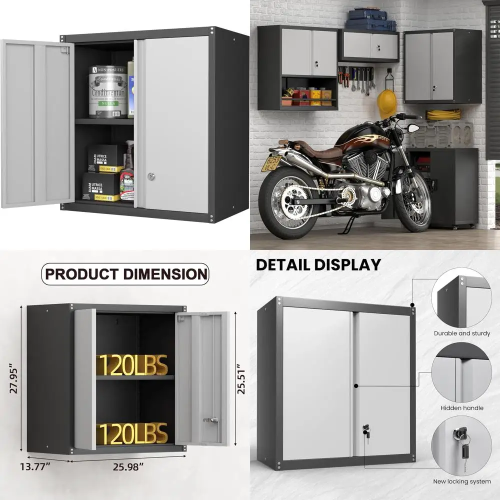 Heavy-Duty Adjustable Shelving Wall Cabinet for Garage and Basement Storage, Grey
Heavy-Duty Adjustable Shelving Wall Cabinet for Garage and Basement Storage, Grey