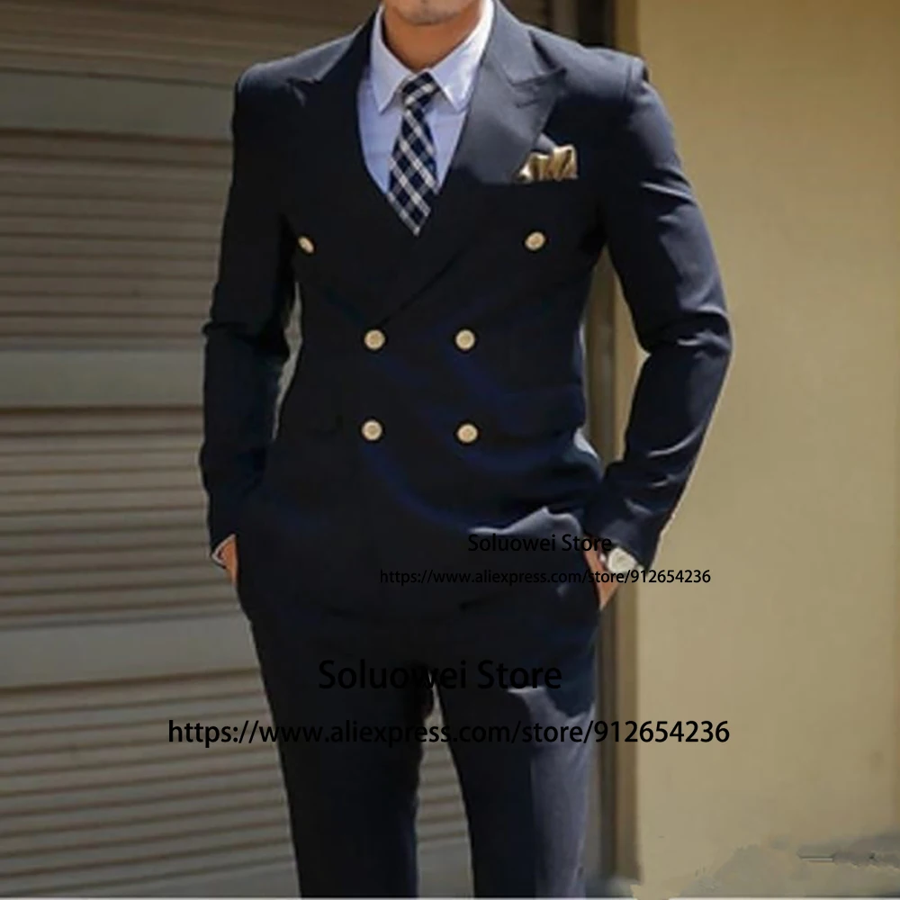 Fashion Double Breasted Suits For Men Slim Fit 2 Piece Jacket Pants Set Formal Groom Wedding Tuxedo Male Office Business Blazer
Fashion Double Breasted Suits For Men Slim Fit 2 Piece Jacket Pants Set Formal Groom Wedding Tuxedo Male Office Business Blazer