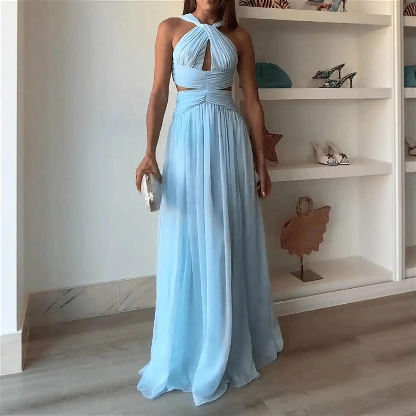 Sexy Asymmetrical Hemline Sleeveless Women's Dress Hanging Neckline Independent Station Cross-Border Fashion Long Dress
Sexy Asymmetrical Hemline Sleeveless Women's Dress Hanging Neckline Independent Station Cross-Border Fashion Long Dress
