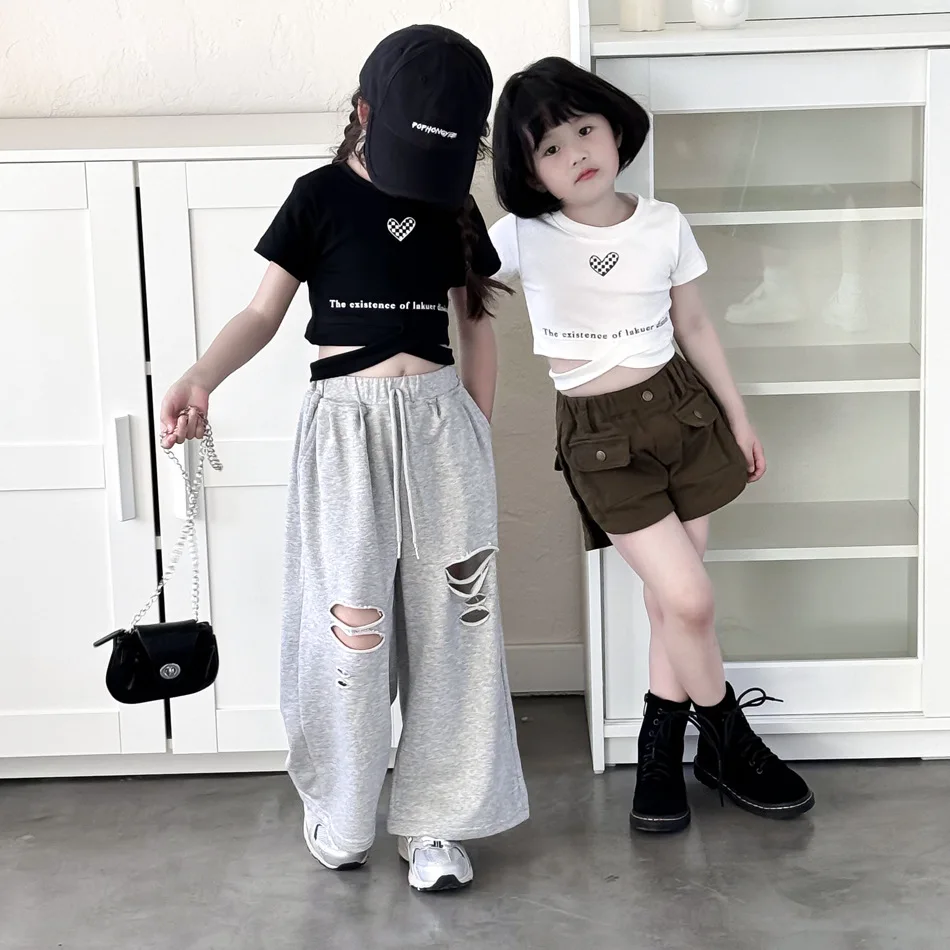 Princess Yu Girls' Fashionable Letter T-Shirt With Crossed Open Bellybutton Baby Korean Spicy Girl Short Top
Princess Yu Girls' Fashionable Letter T-Shirt With Crossed Open Bellybutton Baby Korean Spicy Girl Short Top
