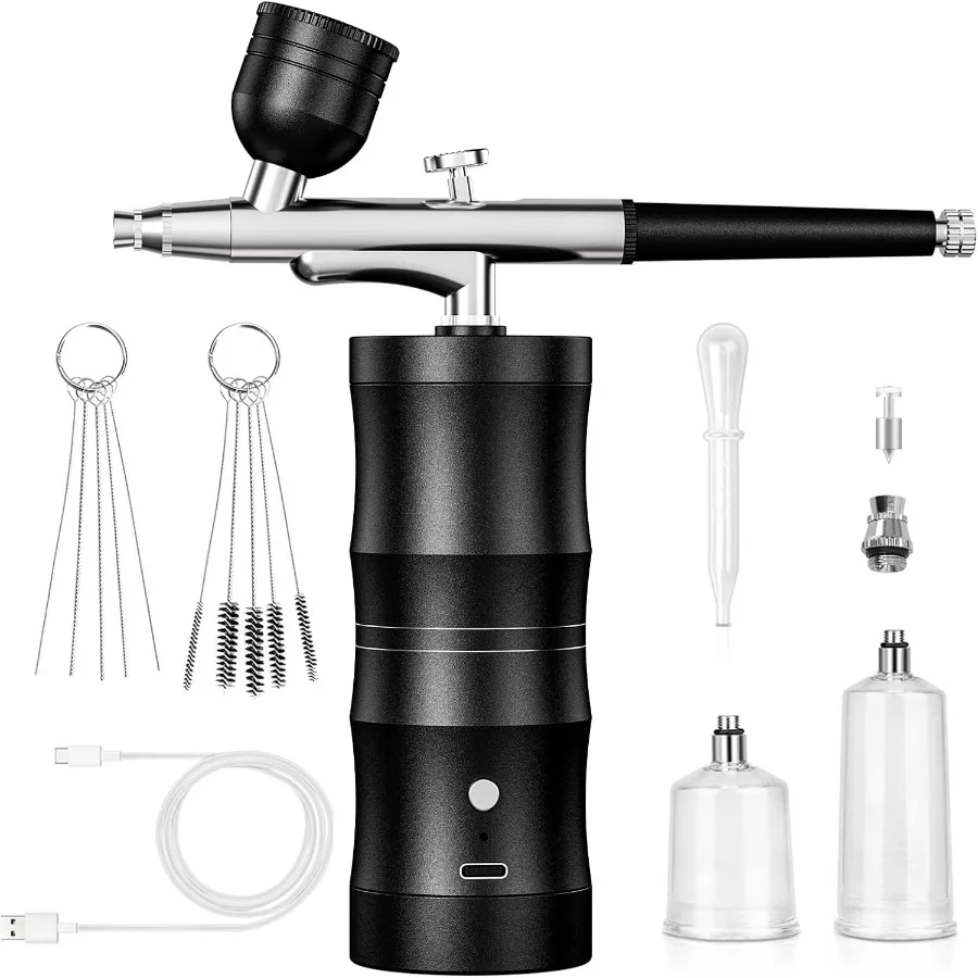 Portable Airbrush Kit with Cordless Rechargeable Compressor for Nail Art and Makeup Applications HighPressure 48PSI NonClogging
Portable Airbrush Kit with Cordless Rechargeable Compressor for Nail Art and Makeup Applications HighPressure 48PSI NonClogging