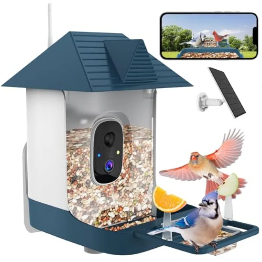 Bird Feeder with Camera, WiFi Outdoor Smart Bird Feeder Camera with Built-in AI Birds Recognition, Solar Powered, Auto Record V
Bird Feeder with Camera, WiFi Outdoor Smart Bird Feeder Camera with Built-in AI Birds Recognition, Solar Powered, Auto Record V