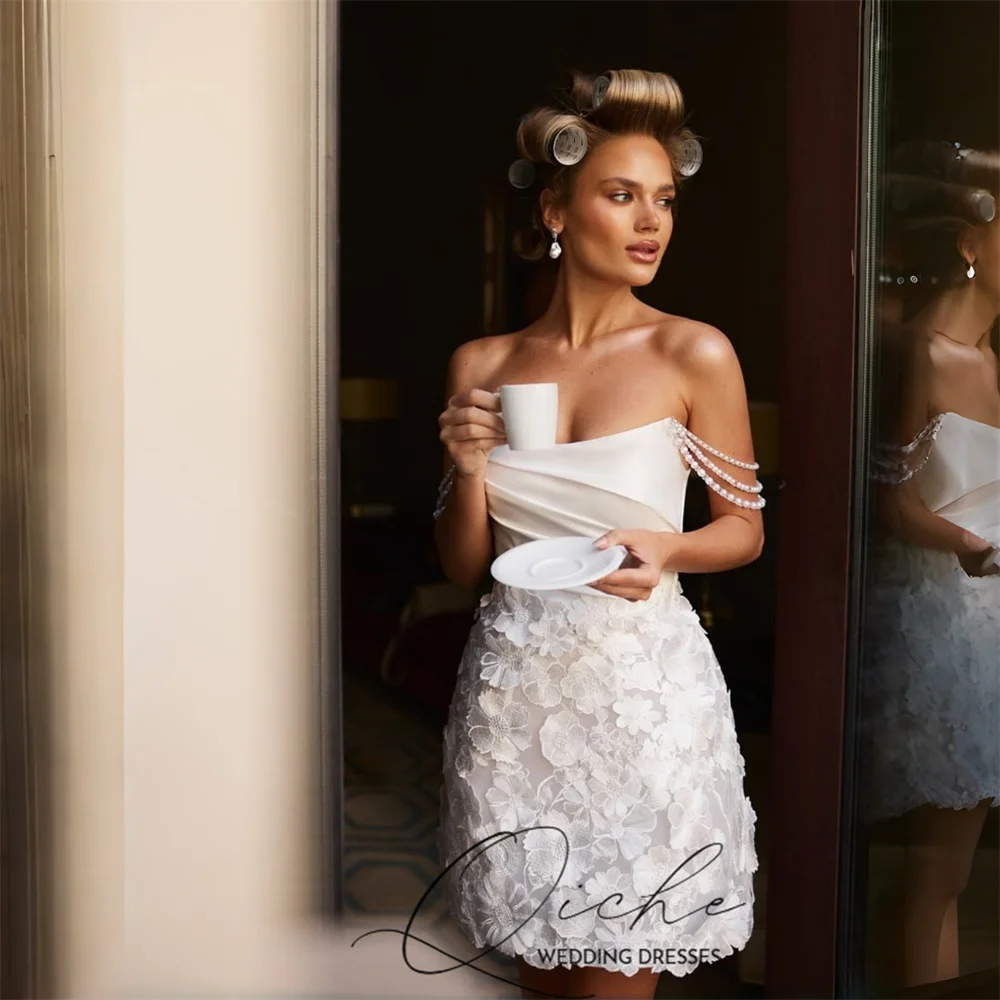 Свадебные платья QICHE класса люкс: короткие, облегающие, с 3D-цветами из кружева, вырезом-лодочкой, открытыми плечами, бисером, мини-платья Vestidos De Noiva, на заказ
Свадебные платья QICHE класса люкс: короткие, облегающие, с 3D-цветами из кружева, вырезом-лодочкой, открытыми плечами, бисером, мини-платья Vestidos De Noiva, на заказ