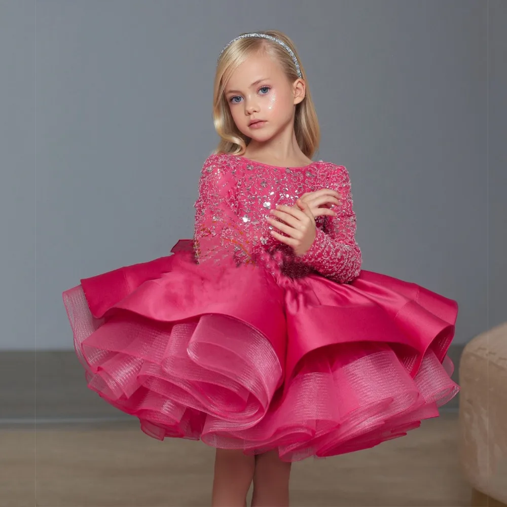 Flower Girl Dress For Wedding Long Sleeve With Bow Sequined Kids Birthday Party Tulle Pageant Ball Gown New Gift
Flower Girl Dress For Wedding Long Sleeve With Bow Sequined Kids Birthday Party Tulle Pageant Ball Gown New Gift