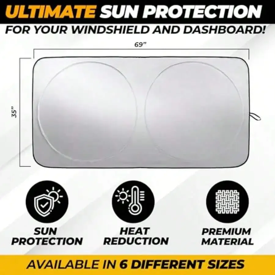 Truck Front Windshield Sun Shade 69x3 Inch Reflective Heat UV Block Foldable Interior Cooling
Truck Front Windshield Sun Shade 69x3 Inch Reflective Heat UV Block Foldable Interior Cooling