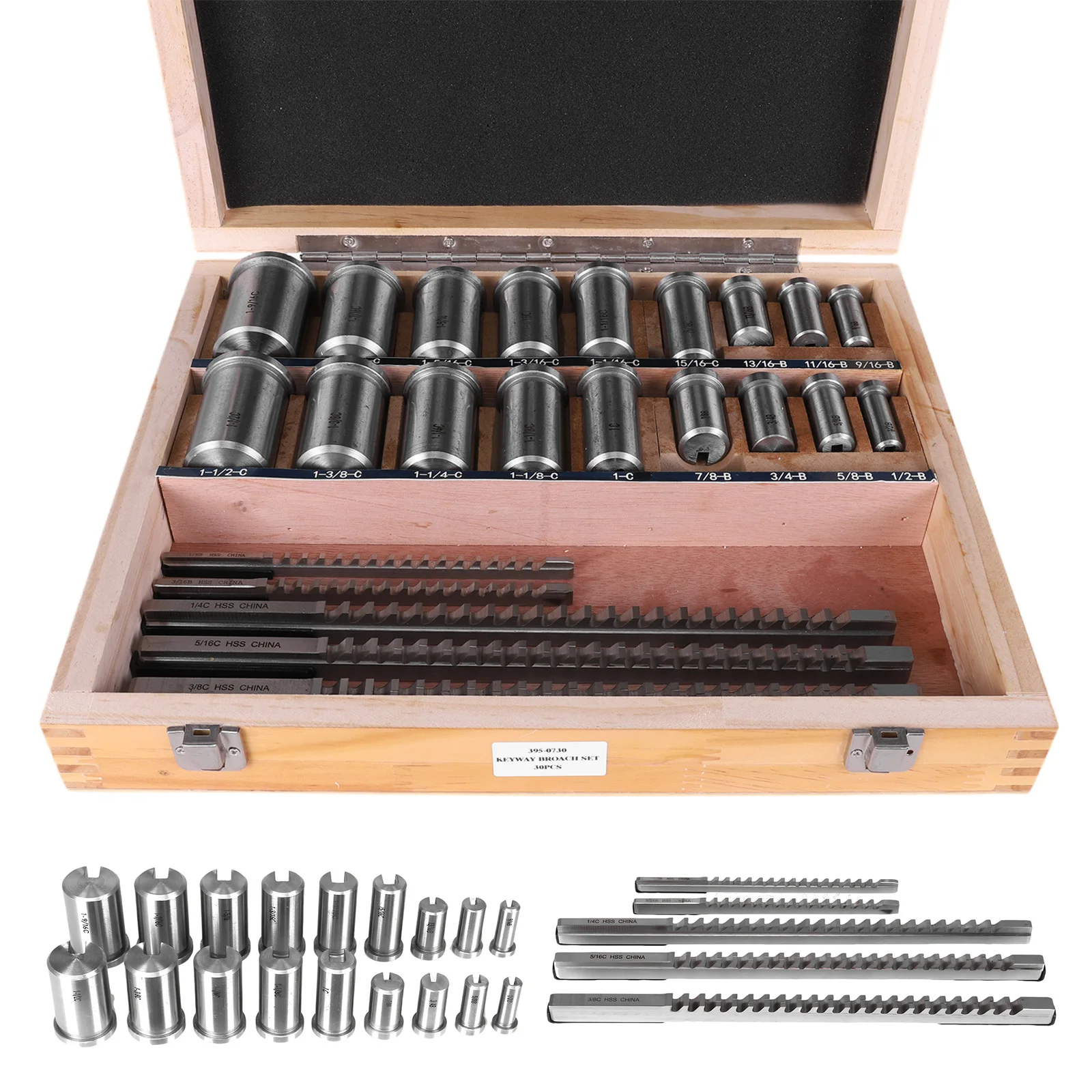 Keyway Broach Kit Collared Bushing Shim Sets with 5 Broaches 18 Bushings and 7 Shims 30pcs for Metalworking and Manufacturing
Keyway Broach Kit Collared Bushing Shim Sets with 5 Broaches 18 Bushings and 7 Shims 30pcs for Metalworking and Manufacturing