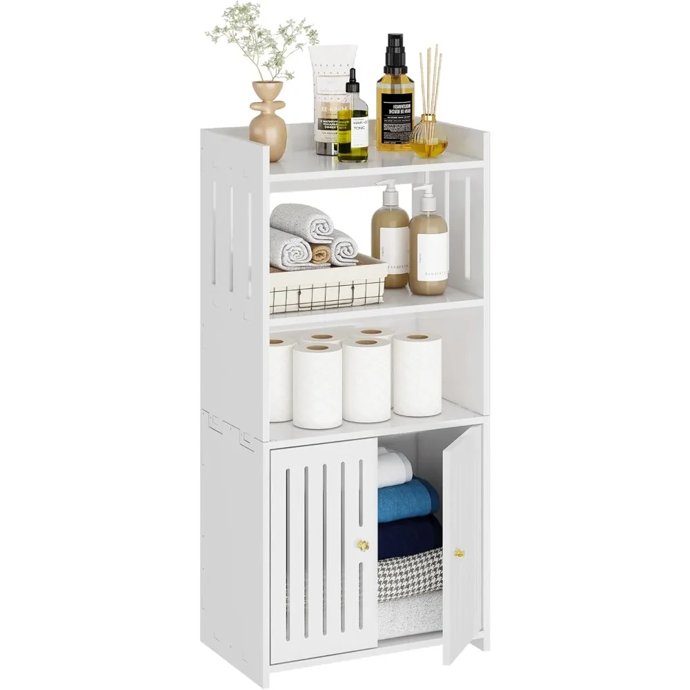 Bathroom Storage Cabinet, 4-Tier Small White Floor Cabinet Freestanding Organizer with Door for Living Room Hallway Small Space
Bathroom Storage Cabinet, 4-Tier Small White Floor Cabinet Freestanding Organizer with Door for Living Room Hallway Small Space