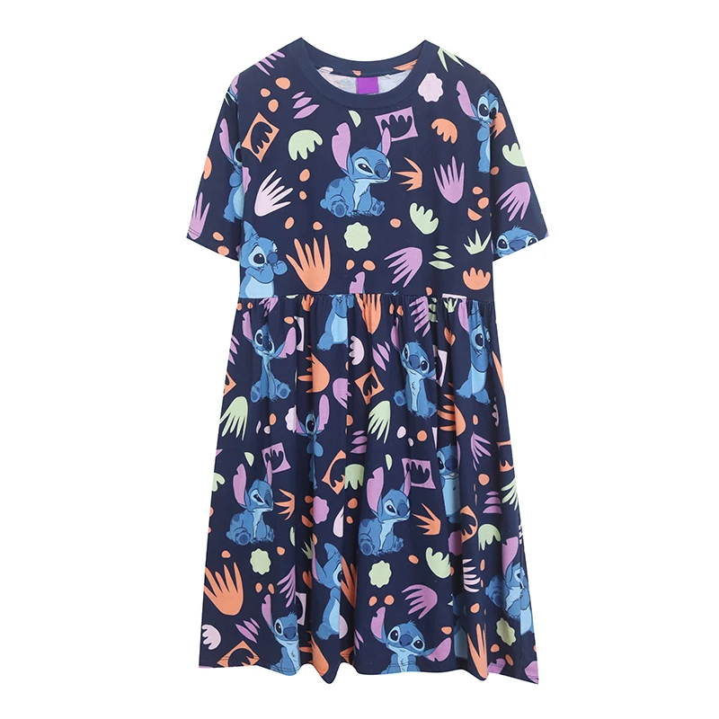 Summer Stitch Kawaii Girls Round Neck Dress Anime Fashion Women Cartoon Full Print Short Sleeve Loose Pullover Casual Skirt Gift
Summer Stitch Kawaii Girls Round Neck Dress Anime Fashion Women Cartoon Full Print Short Sleeve Loose Pullover Casual Skirt Gift