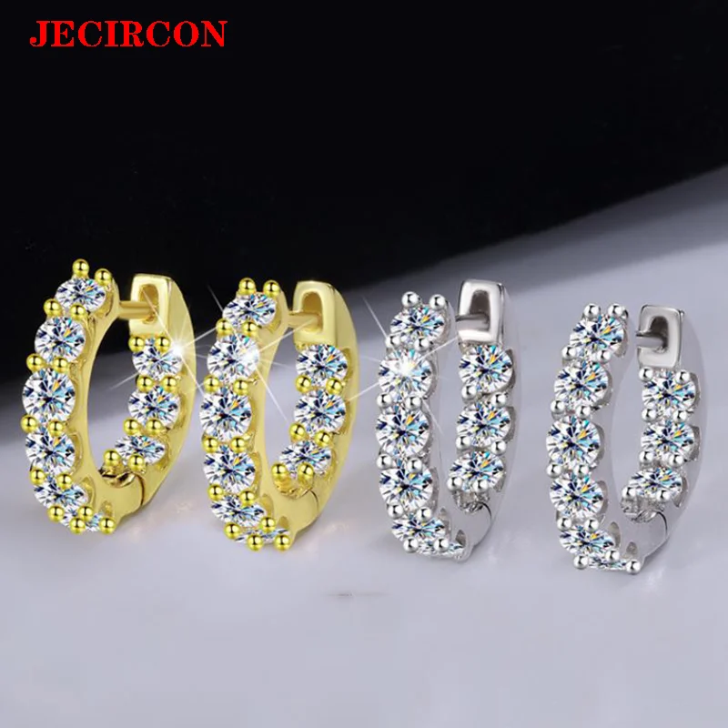 JECIRCON S925 Sterling Silver Full Moissanite Hoop Earrings for Women, 0.1ct Each Stone, Shiny Gold/Silver, Party & Daily Wear 
JECIRCON S925 Sterling Silver Full Moissanite Hoop Earrings for Women, 0.1ct Each Stone, Shiny Gold/Silver, Party & Daily Wear