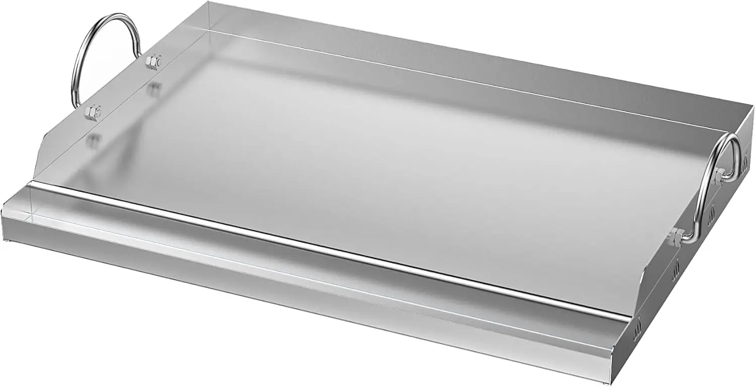Universal Stainless Steel Griddle with Grease Groove and Handles for Gas and Charcoal Grills, 23" x 16"
Universal Stainless Steel Griddle with Grease Groove and Handles for Gas and Charcoal Grills, 23" x 16"