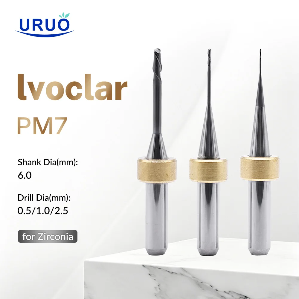 Dental Milling Burs for Ivoclar PM7 D6 Zirconia Grinding Tools CAD CAM Cutting Drills 2.5/1.0/0.5mm
Dental Milling Burs for Ivoclar PM7 D6 Zirconia Grinding Tools CAD CAM Cutting Drills 2.5/1.0/0.5mm