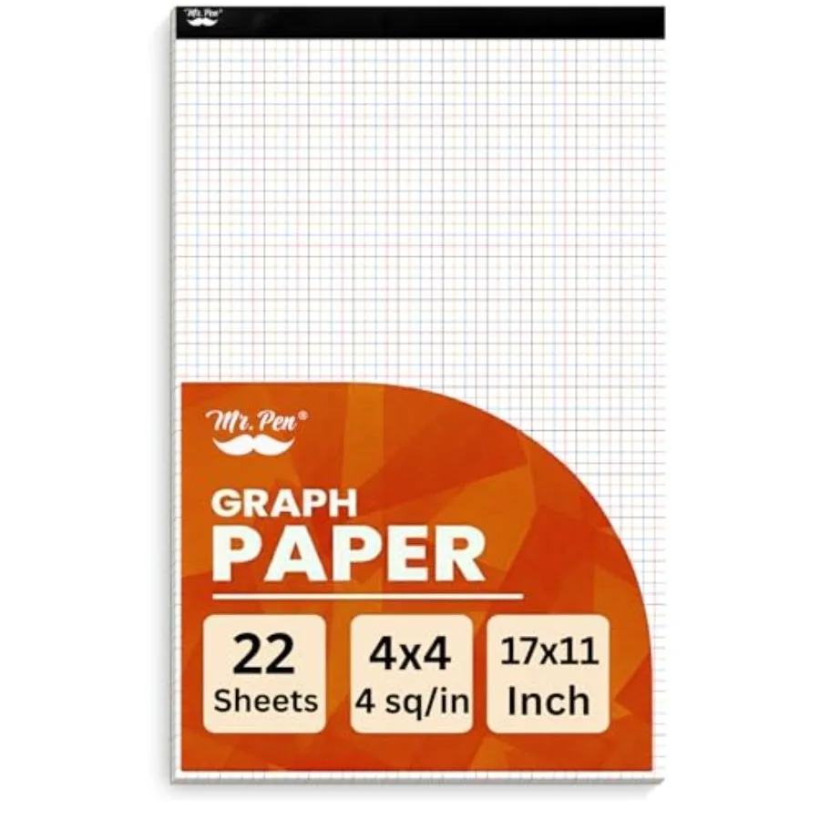 Graph Paper Pad, 17x11 Inch, 4x4 4 Squares per Inch,22 Sheets, Ideal for Math, Graphing and Sketching, Grid Paper for Students,
Graph Paper Pad, 17x11 Inch, 4x4 4 Squares per Inch,22 Sheets, Ideal for Math, Graphing and Sketching, Grid Paper for Students,