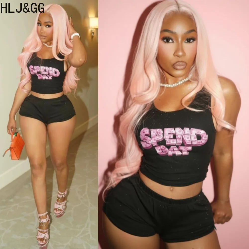 HLJ&GG Black Trend Hot Girl Letter Print Two Piece Sets Women Sleeveless Slim Tank Top And Shorts Outfits Fashion Y2K Streetwear
HLJ&GG Black Trend Hot Girl Letter Print Two Piece Sets Women Sleeveless Slim Tank Top And Shorts Outfits Fashion Y2K Streetwear