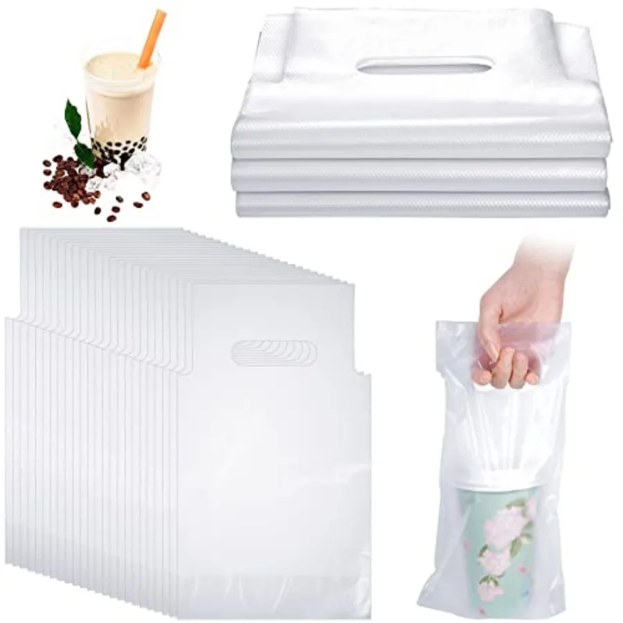 200 Pcs Drink Carriers for Delivery Clear Plastic Bags with Handle for Drink Poly Packaging Bags Take Out Cup Beverage Holder B
200 Pcs Drink Carriers for Delivery Clear Plastic Bags with Handle for Drink Poly Packaging Bags Take Out Cup Beverage Holder B