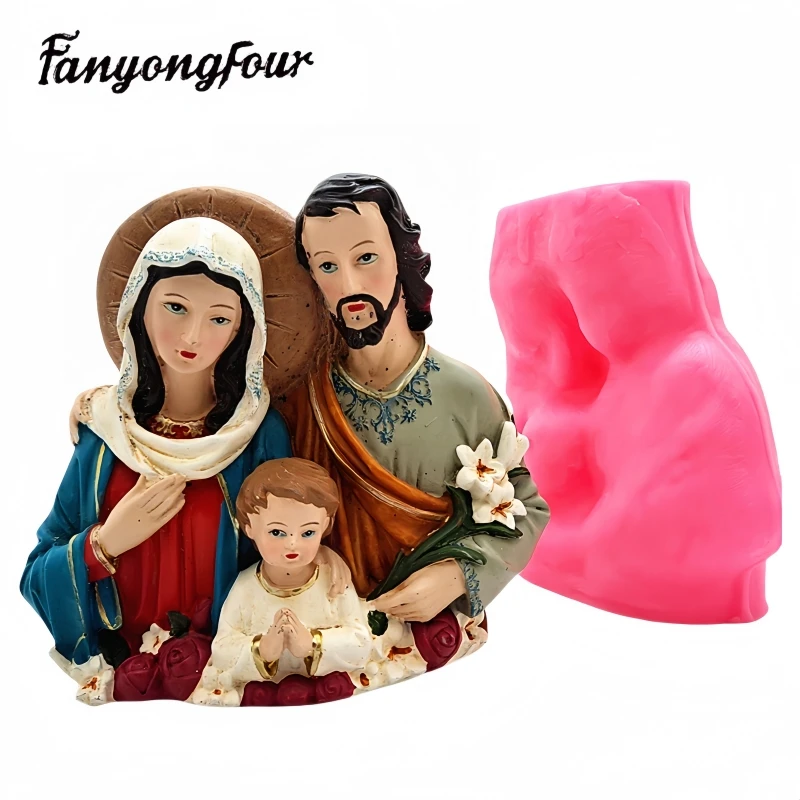Fan Yong four Silicone rubber mold for the Holy Family three-person, handmade resin gypsum chocolate concrete office decoration
Fan Yong four Silicone rubber mold for the Holy Family three-person, handmade resin gypsum chocolate concrete office decoration