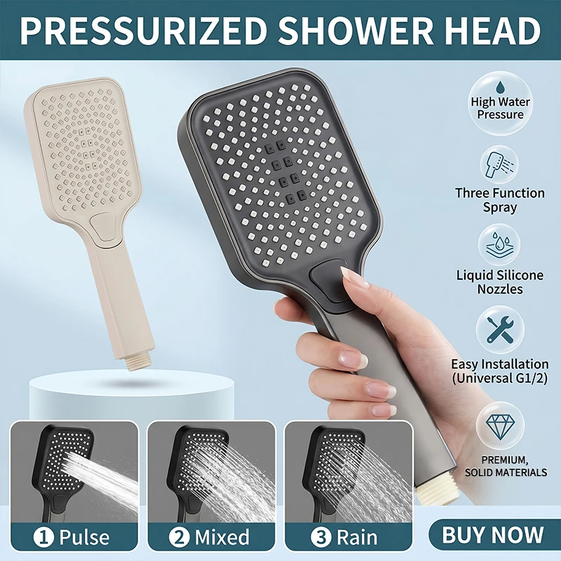 High Pressure 3-Mode Handheld Shower Head – Super Boost, Extra Large Rainfall, Strong & Gentle Flow for Bathroom Shower Spray
High Pressure 3-Mode Handheld Shower Head – Super Boost, Extra Large Rainfall, Strong & Gentle Flow for Bathroom Shower Spray