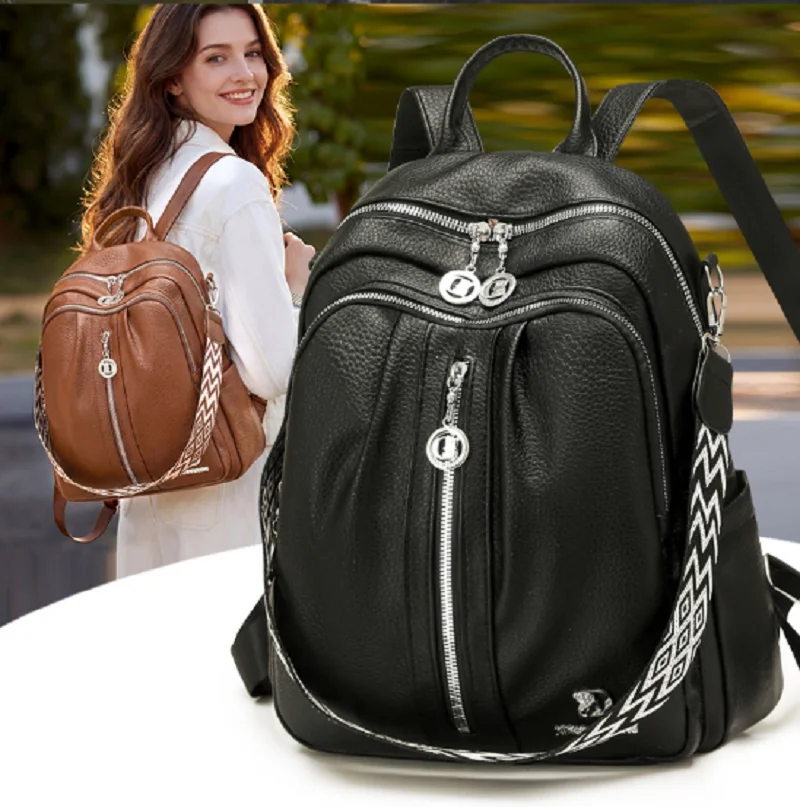 New Korean Fashion Soft Leather Women's High Capacity Soft Leather Travel Backpacks Double Zipper Shoulder Bags Crossbody Bag
New Korean Fashion Soft Leather Women's High Capacity Soft Leather Travel Backpacks Double Zipper Shoulder Bags Crossbody Bag