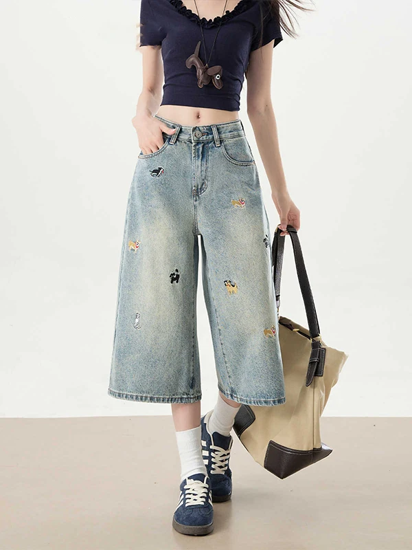 Loose Blue Denim Jeans Women's Summer Thin Embroidered Cute Dog Wide Leg Seven Pants High Waist Casual Cotton Blend
Loose Blue Denim Jeans Women's Summer Thin Embroidered Cute Dog Wide Leg Seven Pants High Waist Casual Cotton Blend