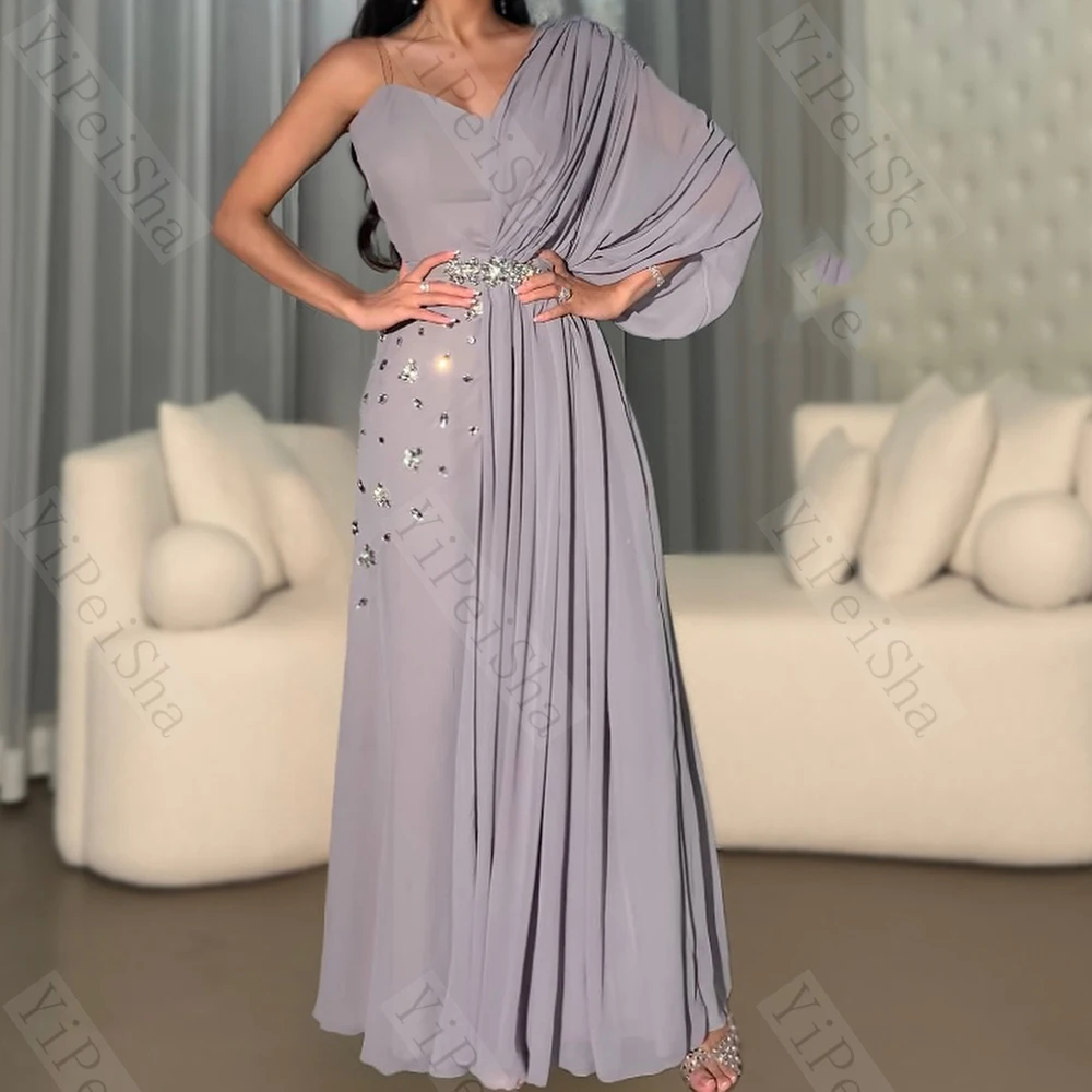 Customized A-line Evening Dresses Ankle-length One-shoulder Full Sleeve Prom Gown Fashion Crystal Draped Backless Party Gown
Customized A-line Evening Dresses Ankle-length One-shoulder Full Sleeve Prom Gown Fashion Crystal Draped Backless Party Gown